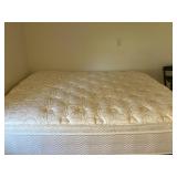 #8 Queen Beauty Rest bed with frame and brass headboard