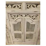 #49 large white distressed  mirror  $35