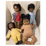 #90- 4 baby and young girl dolls $15