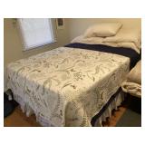 queen frame, BeautyRest mattress set, linens