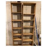 narrow wooden shelving