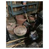 multiple, large glazed and terra cotta pots to be separated
