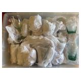 more different size green glasses NIB