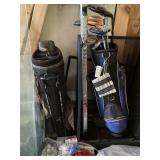golf bags and clubs