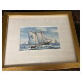 sm watercolor sailboat framed $40 