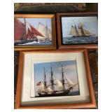 framed photos of ships $28 ea or $70/3