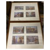 4 nicely framed European prints each frame $ 25 both for $40