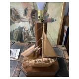 wooden lamp w/ship $28