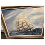 oil of sailing ship by Larry Tebbetts $ 85