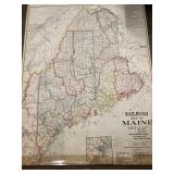 school type railroad map of Maine...excellent condition