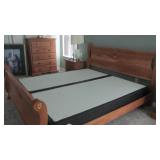 The mattress is on the ground level as the stairs are tough to move a very large flexible items