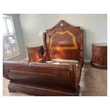 ORNATE QUEEN SIZE BED AND MATCHING DRESSER AND NIGHT STANDS
