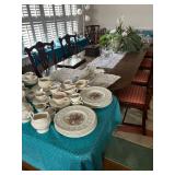 EXTRA LONG DINING TABLE AND TEN CHAIRS
