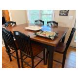 DINING TABLE AND SIX CHAIRS