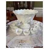 BEAUTIFUL WESTMORELAND PUNCH BOWL AND CUPS