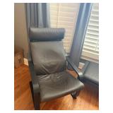 TWO LEATHER CHAIRS AND MATCHING OTTOMAN