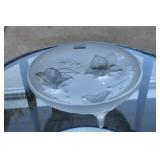 3) Lalique Footed Bowl with 3 Flowers Design - Asking Price: $625