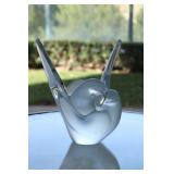 8) Lalique France Frosted Crystal Sylvie 2 Doves Love Birds Vase - Asking Price: $440