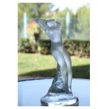 10) Car mascot shape, lady reclining kneeling backwards, frosted, signed - Asking Price: $350