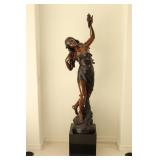 14) Mathurin MOREAU (1822-1912) pair of large bronze lamps " Day & Night " - Asking Price: $25,000