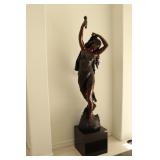 14) Mathurin MOREAU (1822-1912) pair of large bronze lamps " Day & Night " - Asking Price: $25,000