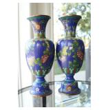 23) Pair of Vintage cloisonné vases with Cobalt blue as the main color - Asking Price: $280 for Pair