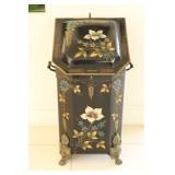 30) Antique Victorian Hand Painted Coal Scuttle w/ Tools - Asking Price: $425