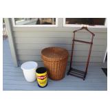 Wooden valet and large hamper