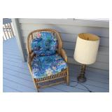 Rattan chair and lamp
