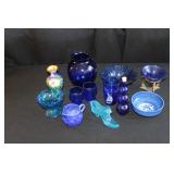 blue glassware