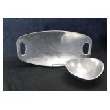 metal platter and bowl