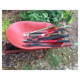 Wheelbarrow and loppers