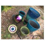 Garden gazing ball & pots