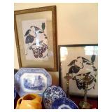 Large art collection of several mediums by Karen Hendricks and others including: illustrations, wate
