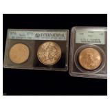 1875-S $20 coin Liberty MS-61 and 1920 $20 coin St Gaudens MS61