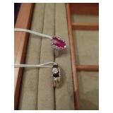 14K .25 carat diamond and sapphire ring, 10K gold and ruby ring