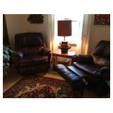 Like new. Leather,swivel and recline