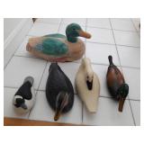 4 Signed Duck Decoys plus Decorative Duck