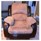 Leather and Ultrasuede Rocker/Recliner