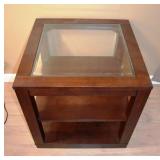 Wood and Beveled Glass End Table
