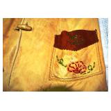 Vintage Leather Coat with Seed Bead Decoration
