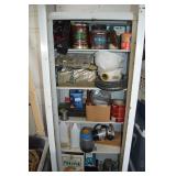 Vintage Metal Cabinet with Tools and Garage Items