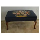 Ottoman with Floral Needlepoint Upholstery