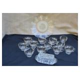 vintage glassware with leaf pattern