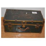 Green metal vintage footlocker