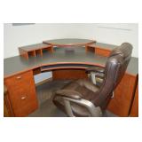 Office desk, chair, file cabinet and storage cabinet