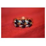 Cocktail ring with dark blue stones