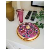 enamel painted 24Kt with divider plate inside glass now $25