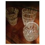 one to left Baccarat, other 2 waterford