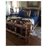 Queen size petrified log bed